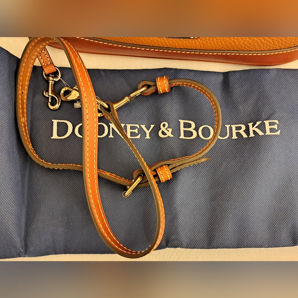 Dooney & Bourke Pebbled Leather Domed Satchel Caramel/Gold-NEW W/TAGS! - Picture 13 of 13